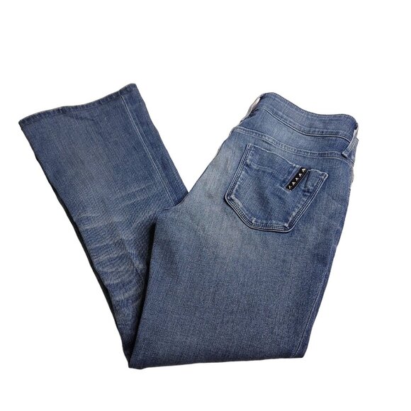 Black Orchid Eima Queen Womens Bootcut Jeans 29 Distressed Mid Rise Hemmed - Picture 1 of 10